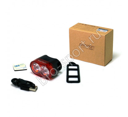Фонарь задний GACIRON W09 60lm,2диода,автомат,Li-аккум,USB,угол 220 град.черный,60гр